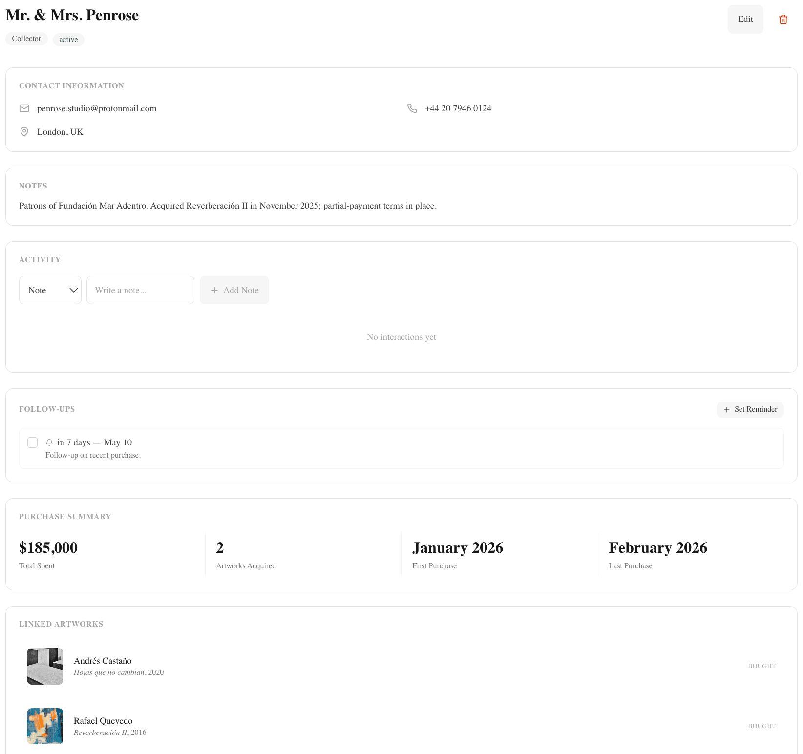 CRM contact detail